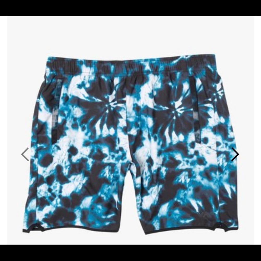 RVCA Blue and Black Tie-Dye Men Shorts